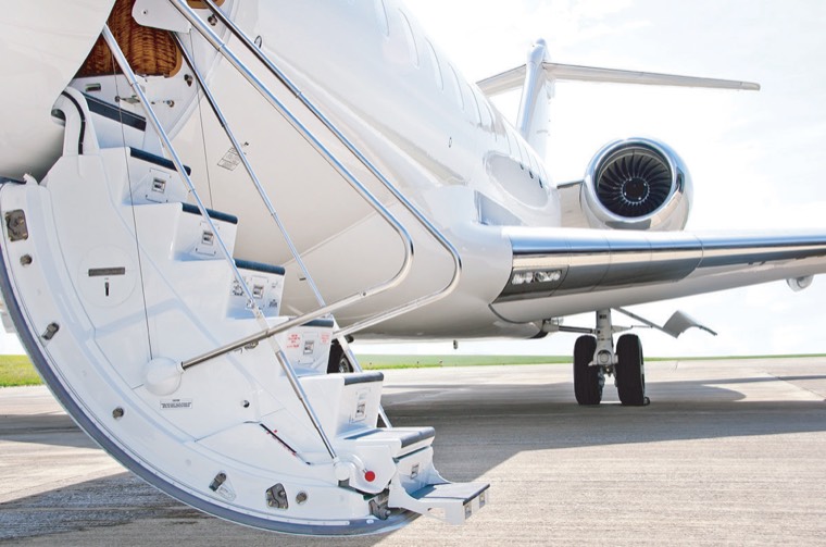 Private charter jet on the runway