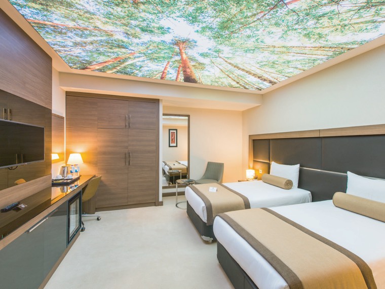 Comfortable hotel room ready for guests